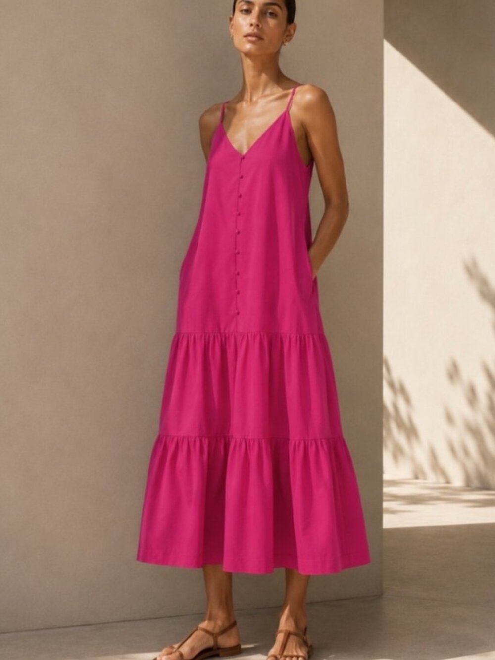  Ted Baker London Luaan Button Through Cami Dress Fuchsia XS (Ted Size 1)
